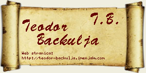 Teodor Bačkulja vizit kartica